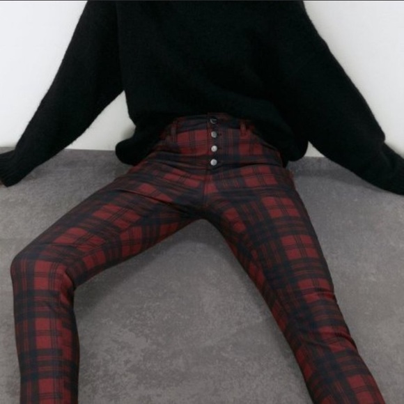 NWT Zara beautiful plaid mid waist pant, size 4 - Picture 3 of 7